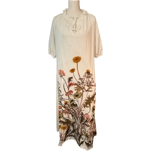 chinese dress ladies Printed Silk Maxi Dress AB16066 C1 / One Size Fits Most